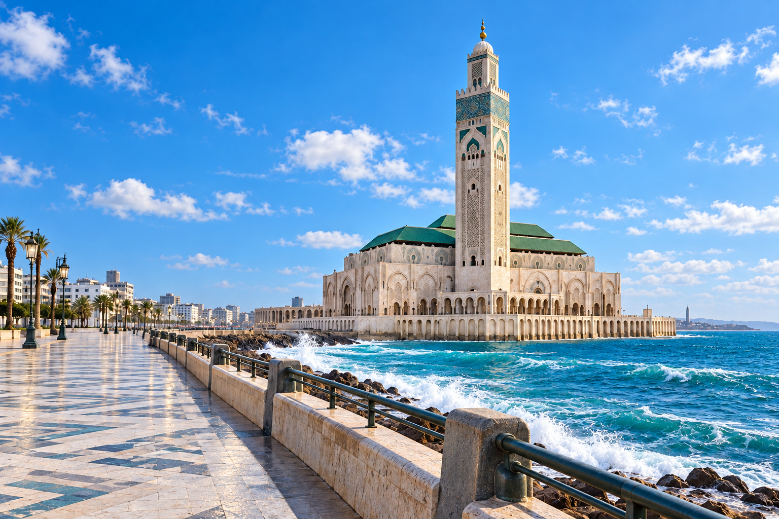 Vue de jour de la mosquée Hassan II à Casablanca